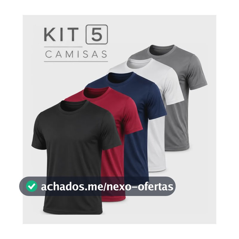 Kit 5 Camisetas Masculina Academia Dry Fit Premium Basicas Variados Sem Estampa M