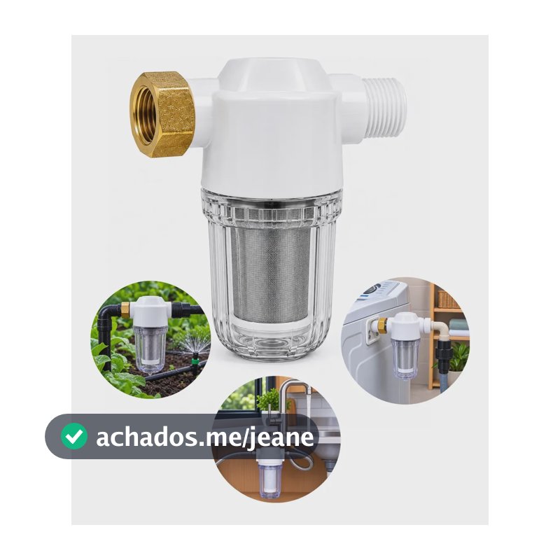 Pré Filtro Água Tela Inox 3/4 Irrigação Máquina Lavar Cozinh Branco / Transparente