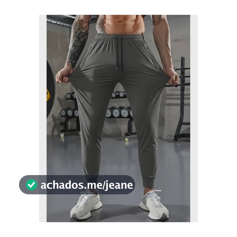 Calça Masculina Tactel Jogger Esportiva Academia Slim Treino Cinza Tactel G3 54/56