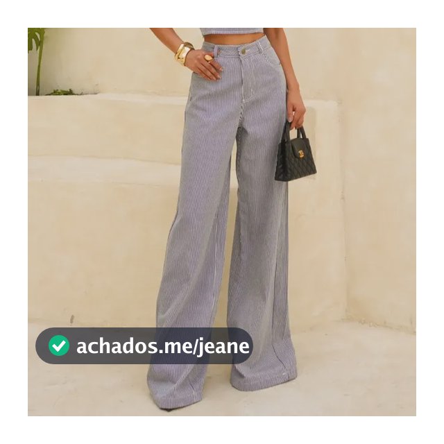 Calça Wide Leg Feminina Jeans Pantalona Moda Listrada Social