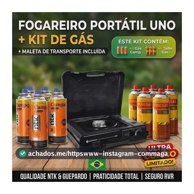 Kit Fogareiro Fogão Portátil Pesca Camping + 4 Refil Carga