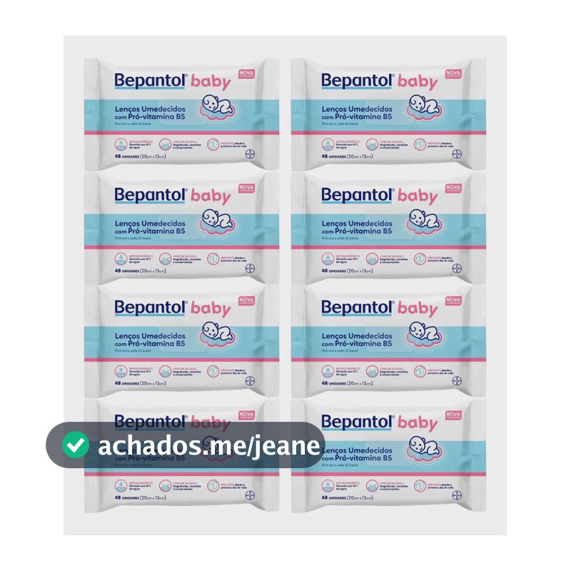 Kit 8 Pacotes Lenço Umedecido Bepantol Baby 48 Unidades Cada