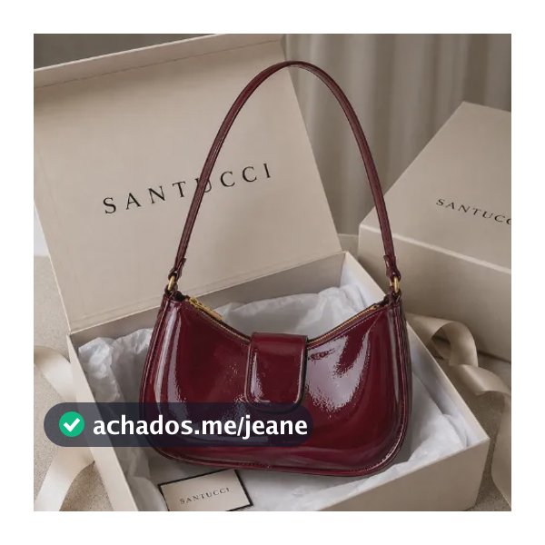 Bolsa Feminina Ombro Verniz Brilhante Casual Luxo Baguete Vinho