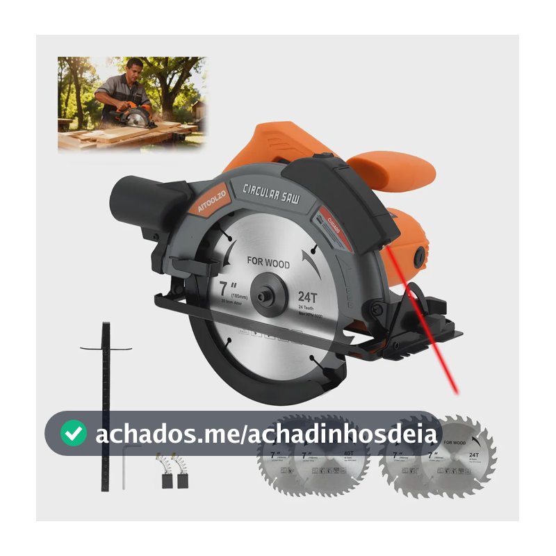 Serra Circular Elétrica 185mm 1650w Com Guia Laser Aitoolzo 220v