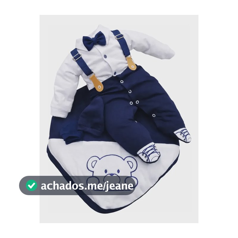 Kit Saida Maternidade Menino Suspensório Azul Marinho Azul-marinho P