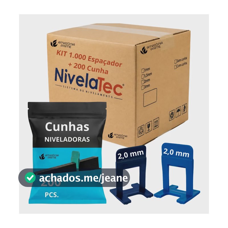 1000 Espaçador Nivelador Piso Porcelanato+200 Cunhas Inclusa 2.0mm