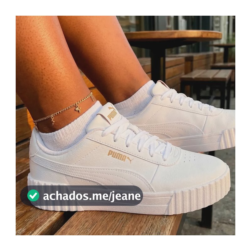 Tênis Puma Carina 3.0 Feminino Casual Confortavel Branco/ouro Geométrico 37 Br