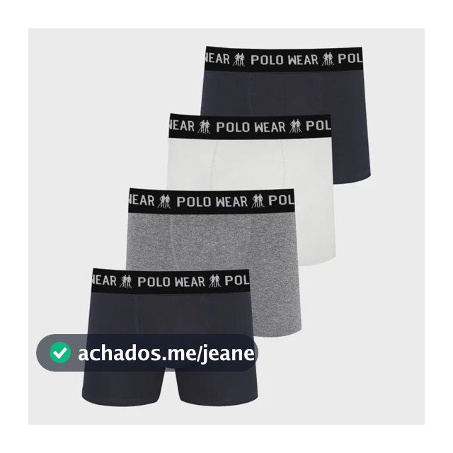 Kit 4 Cuecas Algodão Polo Wear Sortido Sortido Liso M