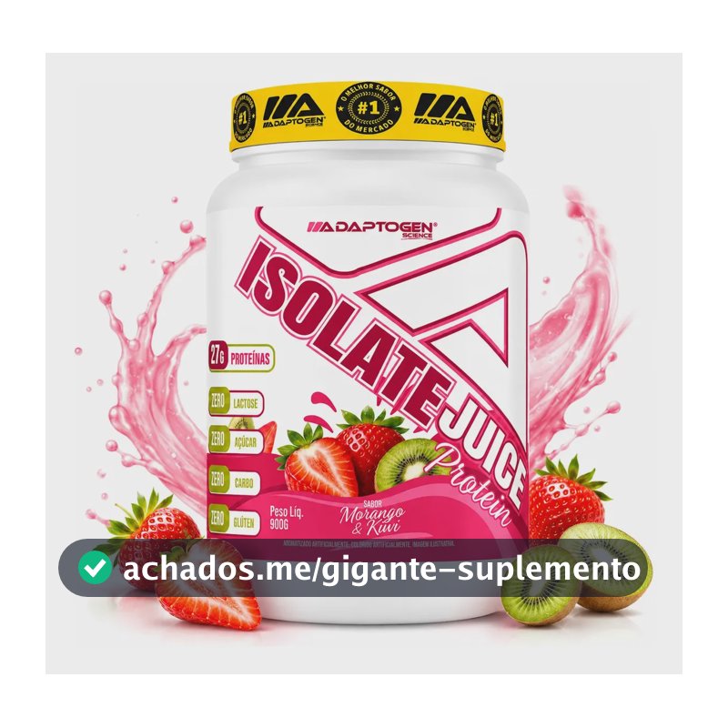 Proteína Adaptogen Isolate Juice em pó sabor Morango kiwi x 900g