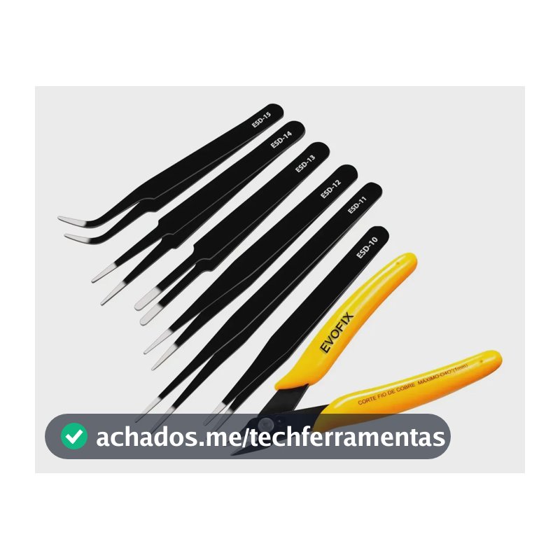 Kit Alicate Eletrônica Precisão + Jogo De 6 Pinça Manutenção
