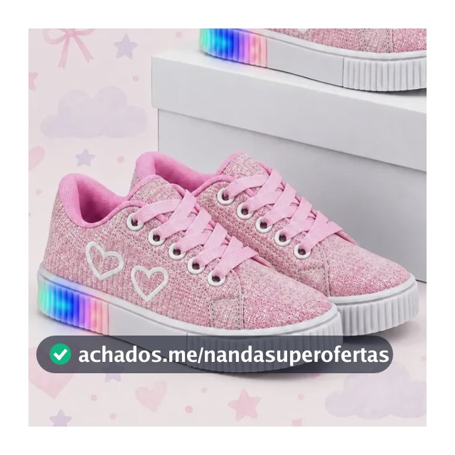Kit 2 Pares Tênis Infantil Menina Led Cadarço Conforto 26-33