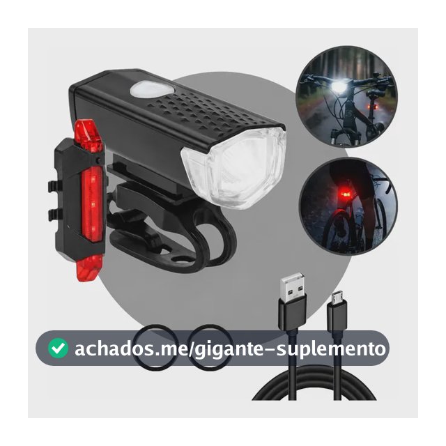 Kit Farol E Lanterna Para Bicicleta A Prova D Agua Portátil Preto