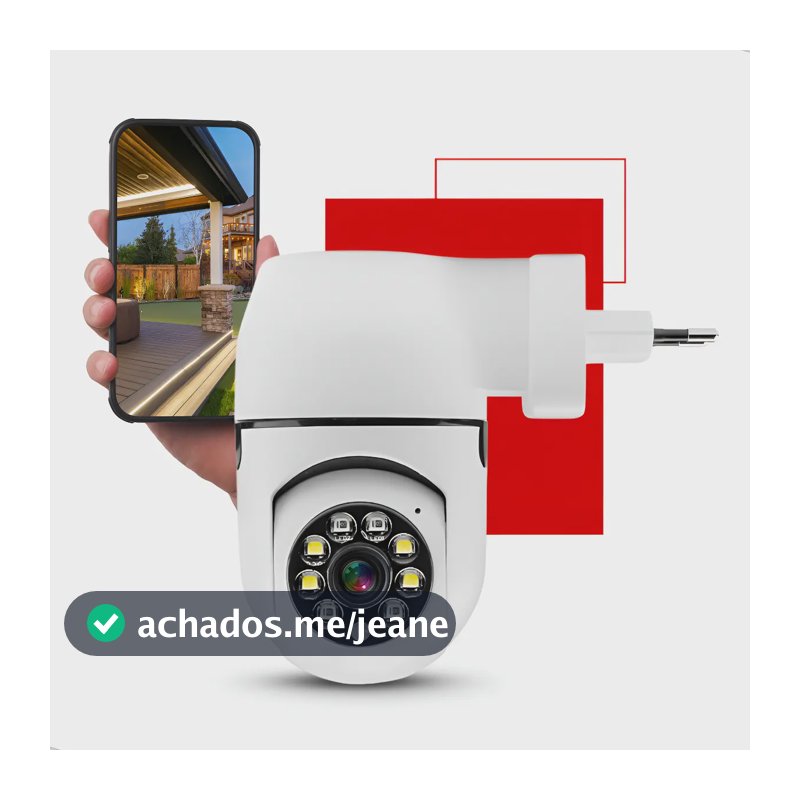 Câmera De Segurança Full Hd Visão Noturna Tomada 360° Wi-Fi Ip Monitoramento Interno Conexão Sem Fio Controle App Smartphone Vigilância Residencial Branca Nixzen
