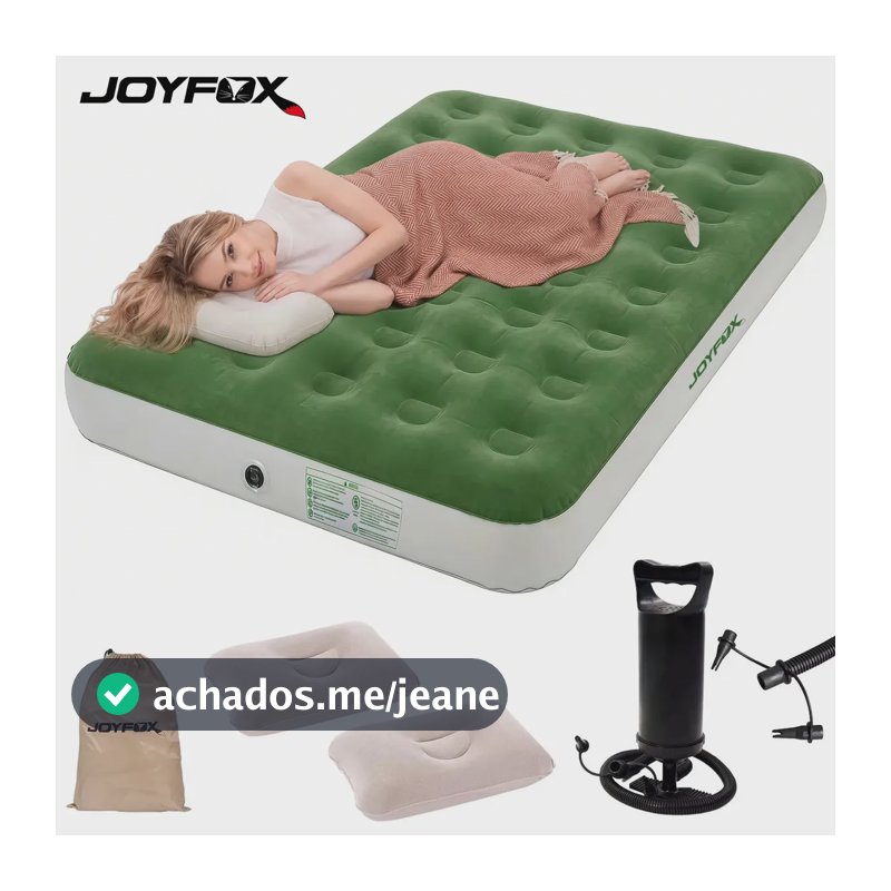 Colchão Inflável Casal Joyfox Série Forest com Bomba Manual e Kit de 2 Travesseiros