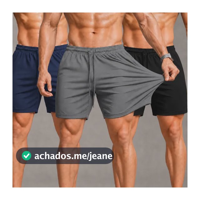 Kit 3 Shorts Bermuda Masculina Tactel Com Elastano Academia
