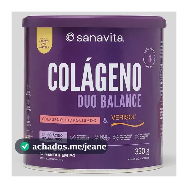 Colágeno Sanavita DuoBalance em pó sabor Abacaxi com hortelã x 330g