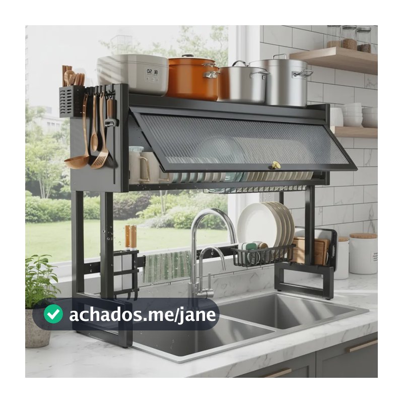 Escorredor De Louça Cozinha Pratos Organizador De Pia 65cm Preto