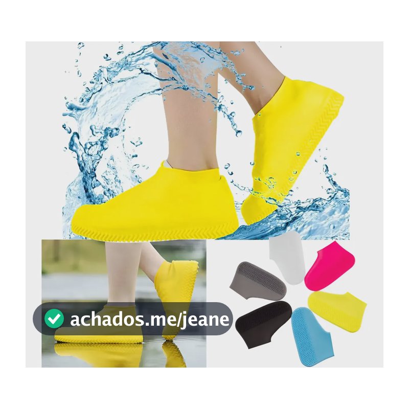 Capa Chuva Sapato Tênis Moto Protetor Silicone Calçado Top Amarelo L - Numero 39 Ao 44