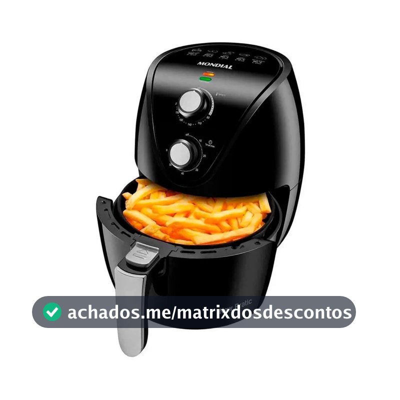 Air Fryer Fritadeira Eletrica Mondial +saude 1500w 3,5l Cor Preto