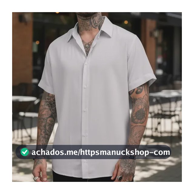 Camisa De Botão Masculina Manga Curta Social Verão Slim