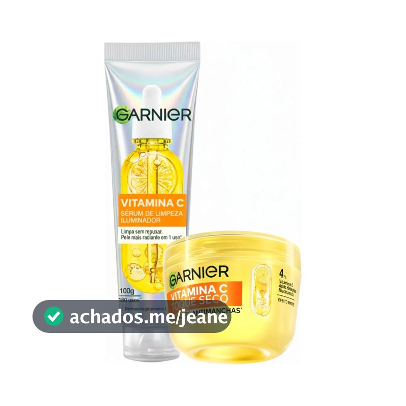 Garnier Kit Vitamina C, Sérum de Limpeza Iluminador, Serumnete 100g + Hidratante Facial Toque Seco Antimanchas 85g