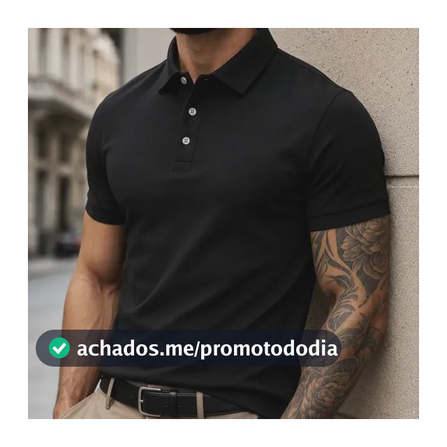 Camisa Polo Masculina Piquet Slim Manga Curta Preto P