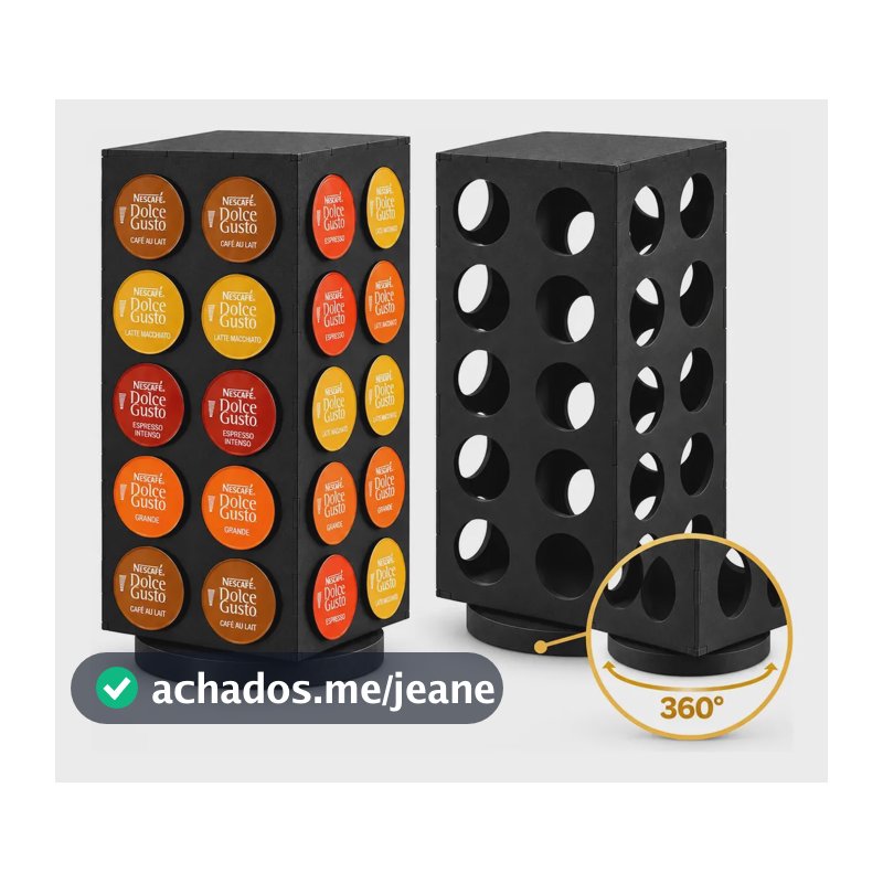 Suporte P/ Cápsulas Organizador Dolce Gusto Giratório 40 Mdf Preto