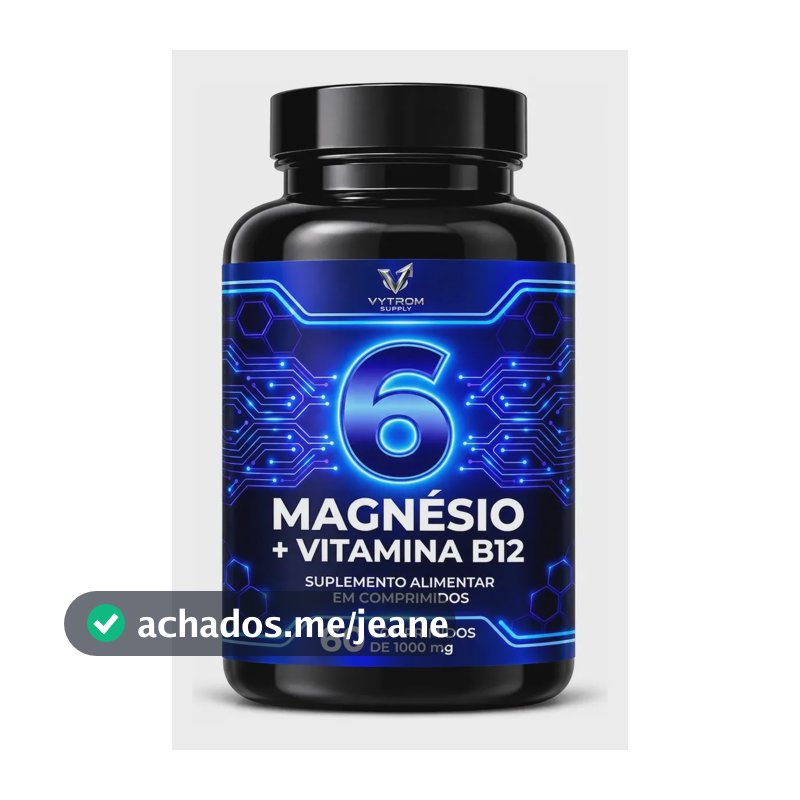Magnésio 6 Tipos + Vitamina B12 60 Comprimidos 1000mg Sem Sabor