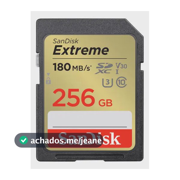 Cartão Sdxc 256gb Sandisk Extreme 4k 180mb/s Uhs-i V30 U3