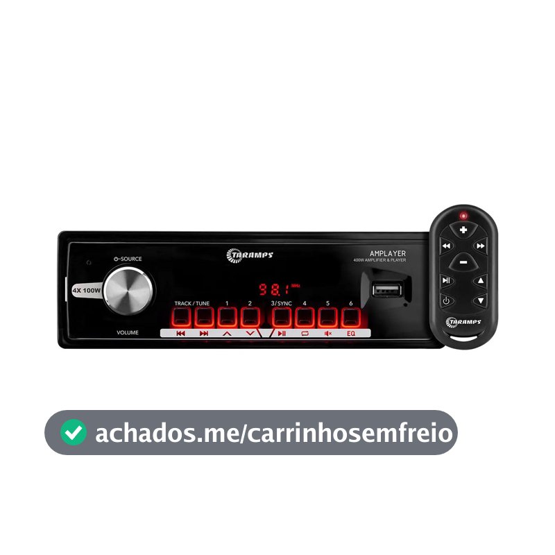 Player Amplificador Taramps AMPLAYER 400 Bluetooth e USB de 400W RMS para Carro