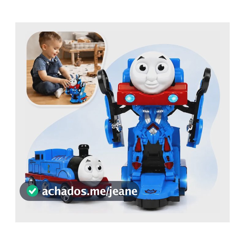Trenzinho Thomas Vira Robô Transformers Com Luz Som E Música Infantil Interativo Bate E Volta Brinquedo Educativo Kizumba