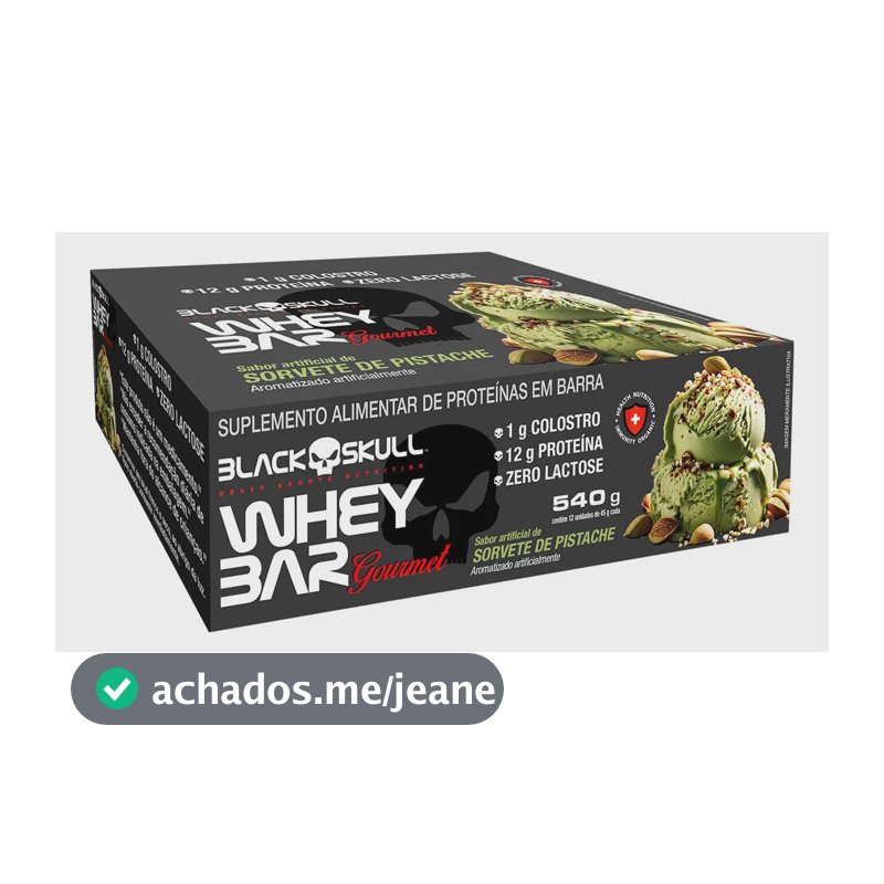 Barra De Proteína Gourmet C/ Colostro - Display C/ 12 Black Sabor Pistache