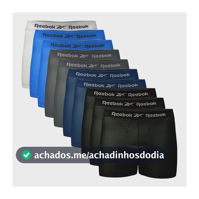 Kit 10 Cuecas Boxer Reebok Sem Costura Microfibra
