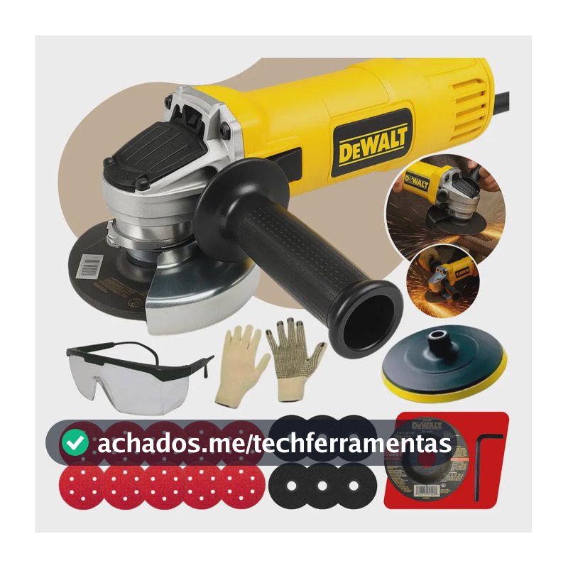 Kit Esmerilhadeira Lixadeira Angular Dewalt Disco Inox 800w Cor Amarelo Frequência 50 Hz/60 Hz
