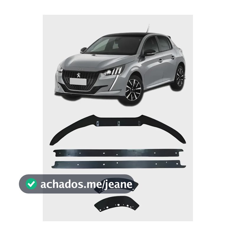 Kit Spoiler Splitter Saia Peugeot 208 2020 A 2021 Preto
