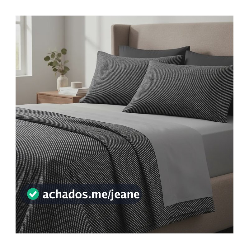 Jogo De Cama 3 Peças Toque Acetinado Preto Queen Preto