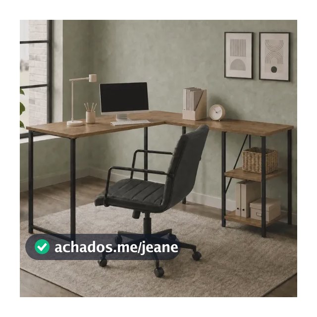 Mesa Escrivaninha Estilo Industrial Em L Com Prateleiras Klm Store