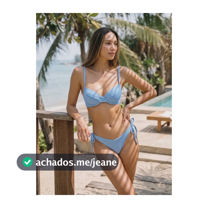Conjunto De Biquini Com Bojo E Calcinha De Amarração Praia Azul Celeste P