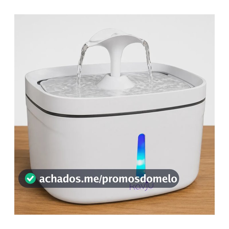 Bebedouro Kvju Automático Com LED De 2.5L Para Gatos E Cães
