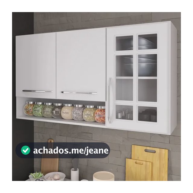 Armário Aéreo Modulado Vazado Com Vidro Fidelitá Viena 120cm 3 Portas Branco