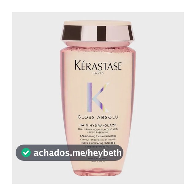 Kérastase, Bain Shampoo, Gloss Absolu, Hydra Glaze, Ação Anti-frizz com Ácido Hialurônico, Ácido Glicólico e Óleo De Rosa Silvestre, Potencializa o Brilho 250ml
