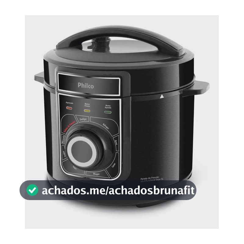 Panela De Pressão Philco Ppp02pi Inox Multifuncional 5l Cor Preto