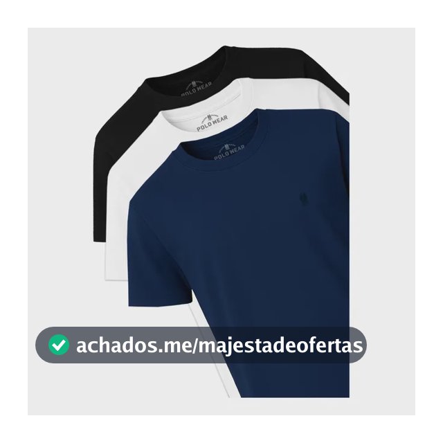 Kit 3 Camisetas Masculinas Algodão Polo Wear