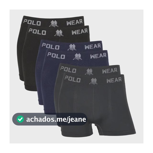 Kit 6 Cuecas Boxer Microfibra Polo Wear Sem Costura Original