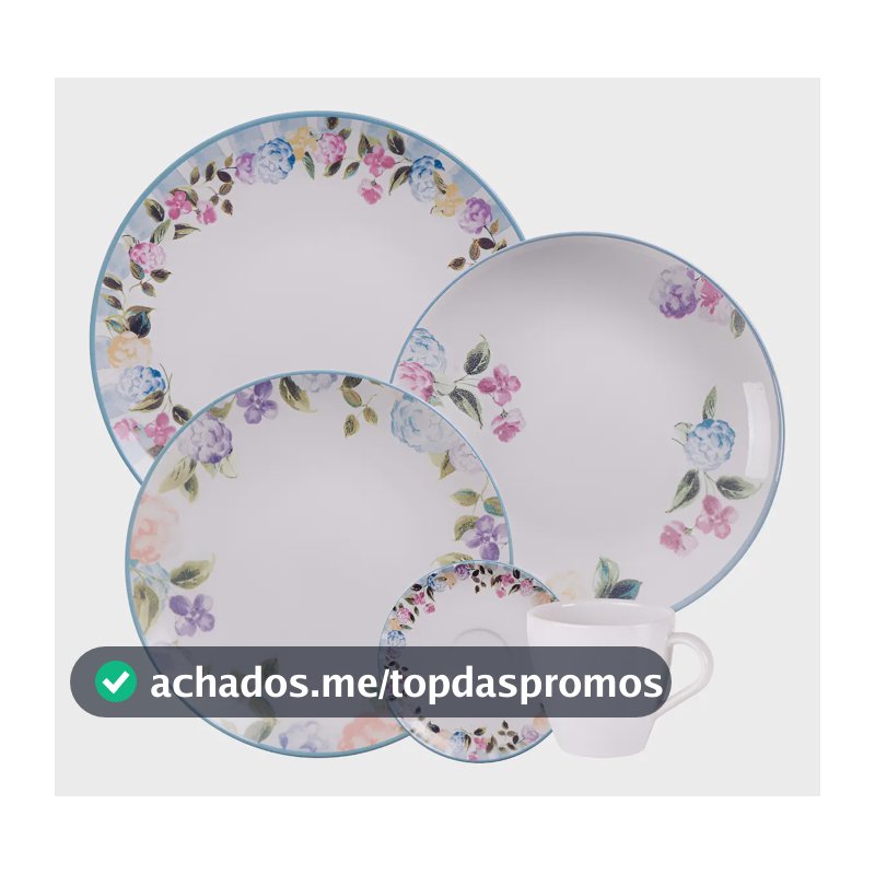 Aparelho De Jantar Tramontina Aura Porcelana 20 Peças Florido