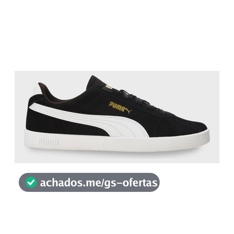 Tênis Masculino E Feminino Club Ii Puma Puma Black-puma White-puma Gold Geométrico 41 Br