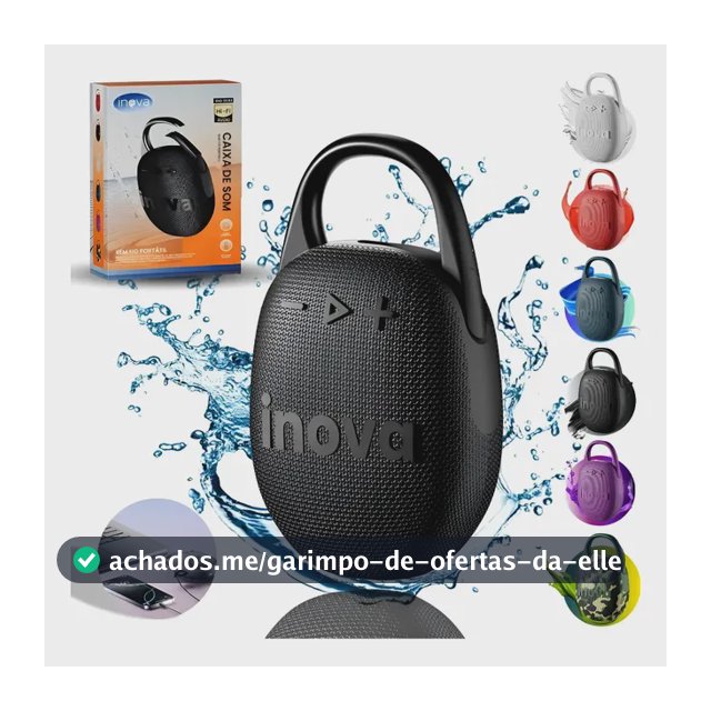 Caixa De Som Bluetooth 5.4 Portátil Potente Ip67 Com Gancho Preto 127/220v