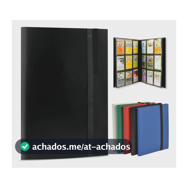 Fichário Álbum Para Cartas Pokémon 360 Slots Pasta Mgg Preto