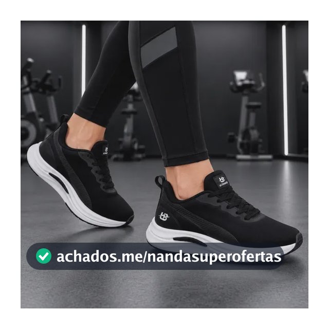 Tênis Feminino Academia Caminhada Corrida Treino Confortável Preto/preto Liso 37 Br