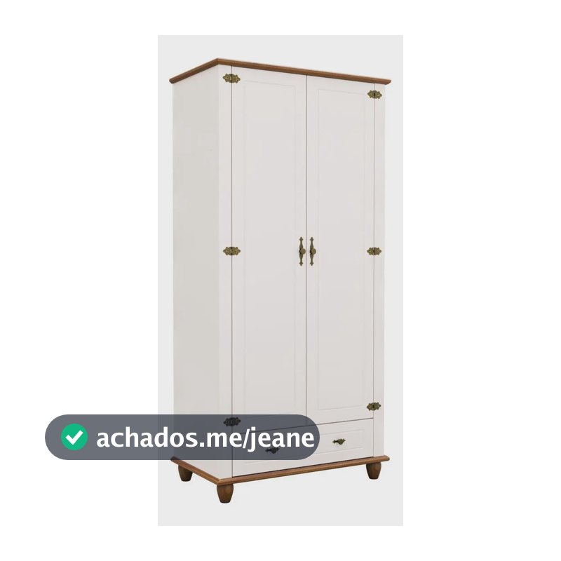Guarda-Roupa Infantil 2 Portas MDF Rústico Móveis Serpil Joy Off White
